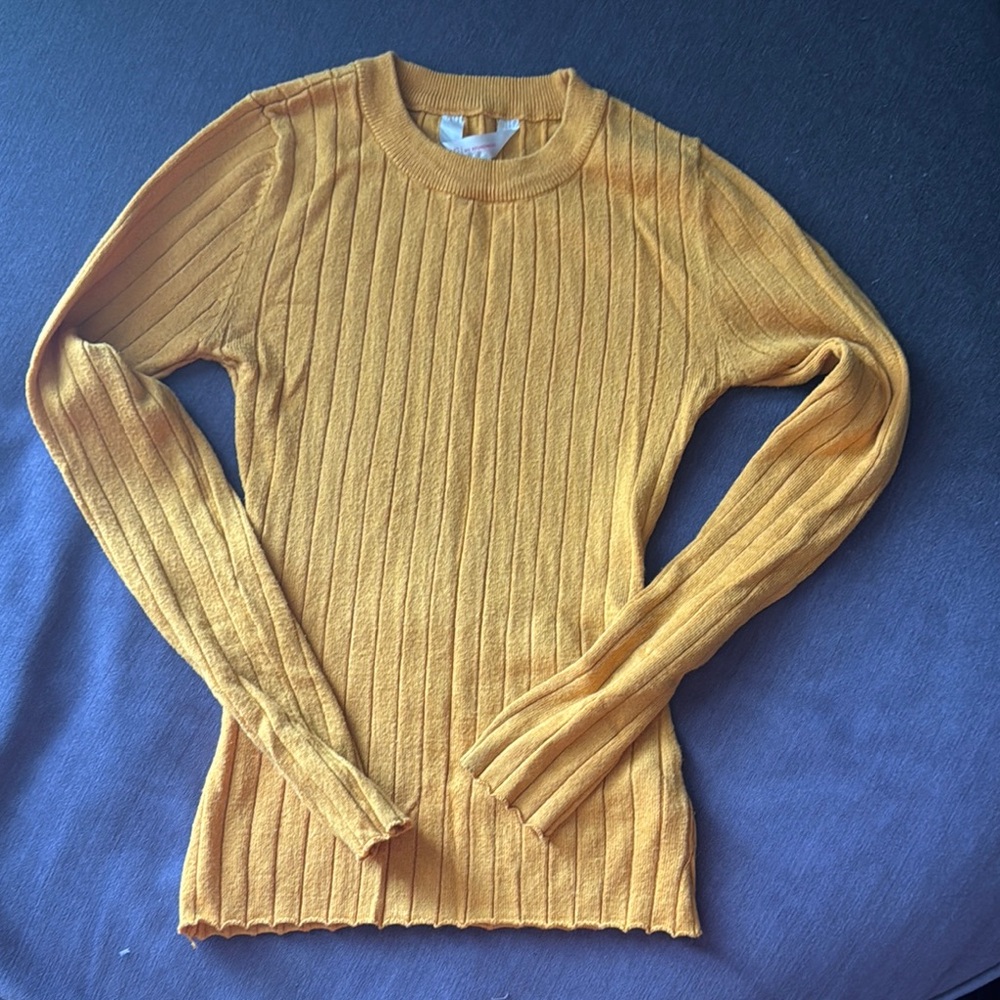 No Boundaries Golden Ribbed Sweater